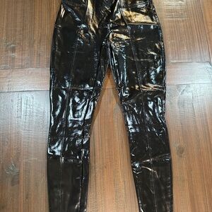 Spanx Faux Leather Moto Leggings Chic Women's Size L Pleather
